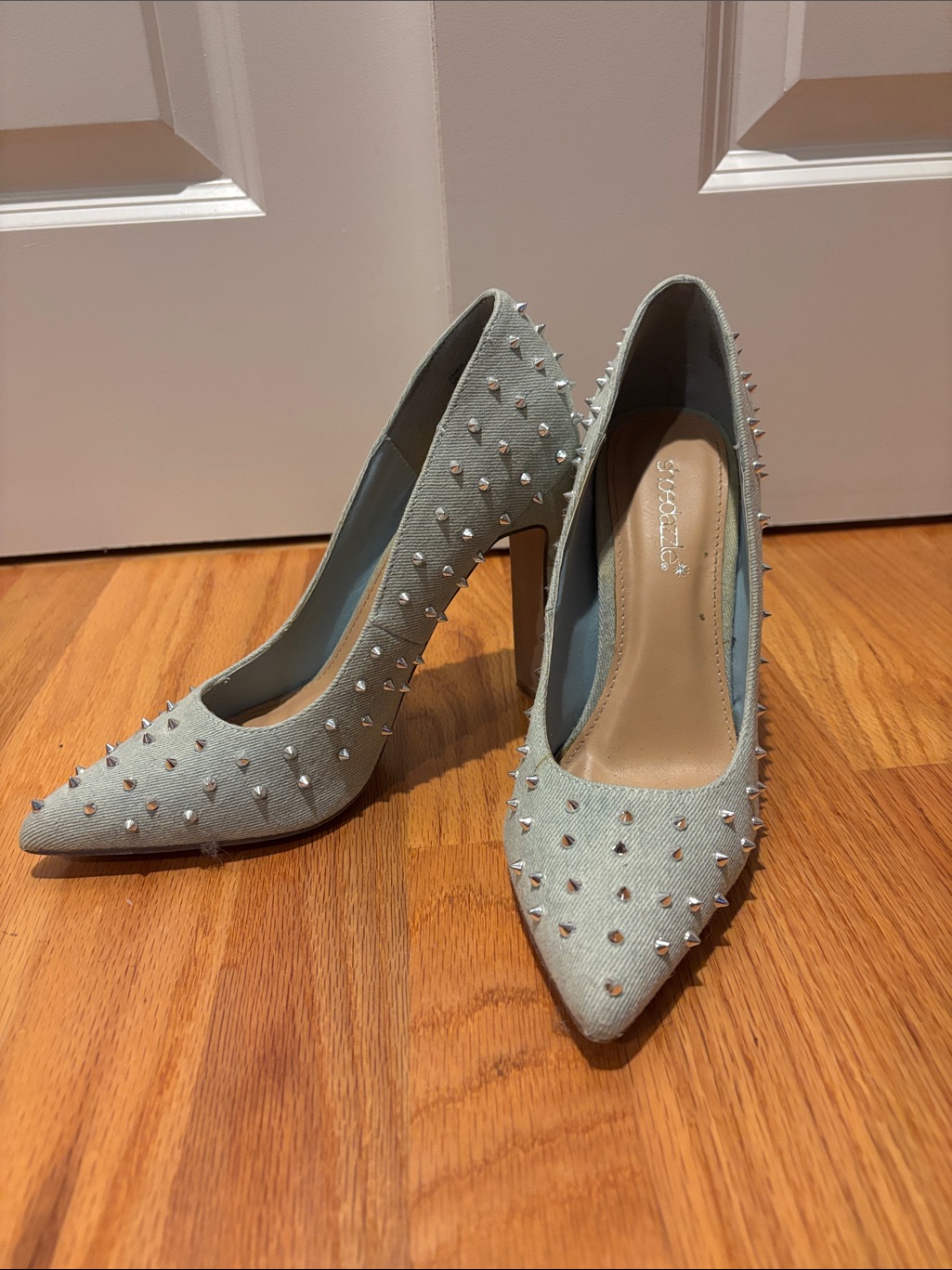 Stud-Accent Light Blue Pointed Toe Pumps - Women